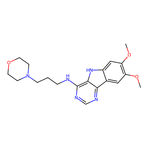 7,8-dimethoxy-N-[3-(morpholin-4-yl)propyl]-5H-pyrimido[5,4-b]indol-4-amine structure