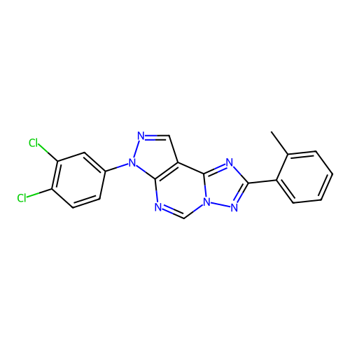 7-(3,4-dichlorophenyl)-2-(o-tolyl)-7H-pyrazolo[4,3-e][1,2,4]triazolo[1,5-c]pyrimidine structure