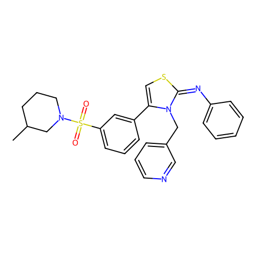 N-[(2Z)-4-{3-[(3-methylpiperidin-1-yl)sulfonyl]phenyl}-3-(pyridin-3-ylmethyl)-1,3-thiazol-2(3H)-ylidene]aniline structure