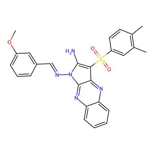(E)-3-((3,4-dimethylphenyl)sulfonyl)-N1-(3-methoxybenzylidene)-1H-pyrrolo[2,3-b]quinoxaline-1,2-diamine structure