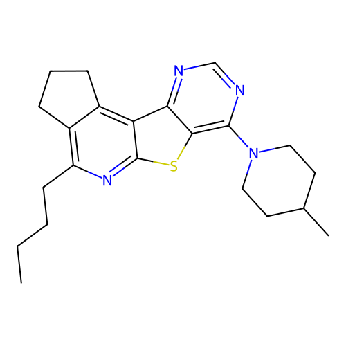4-butyl-7-(4-methylpiperidin-1-yl)-2,3-dihydro-1H-cyclopenta[4',5']pyrido[3',2':4,5]thieno[3,2-d]pyrimidine structure