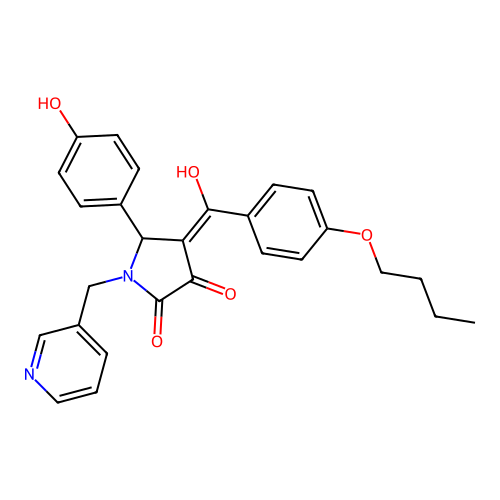(4E)-4-[(4-butoxyphenyl)-hydroxymethylidene]-5-(4-hydroxyphenyl)-1-(pyridin-3-ylmethyl)pyrrolidine-2,3-dione structure