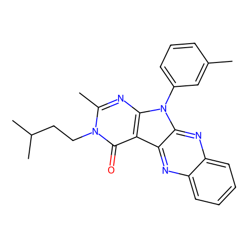 2-methyl-3-(3-methylbutyl)-11-(3-methylphenyl)-3,11-dihydro-4H-pyrimido[5',4':4,5]pyrrolo[2,3-b]quinoxalin-4-one structure