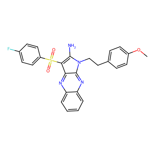 3-((4-fluorophenyl)sulfonyl)-1-(4-methoxyphenethyl)-1H-pyrrolo[2,3-b]quinoxalin-2-amine structure