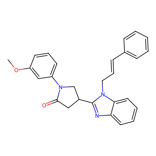 (E)-4-(1-cinnamyl-1H-benzo[d]imidazol-2-yl)-1-(3-methoxyphenyl)pyrrolidin-2-one structure