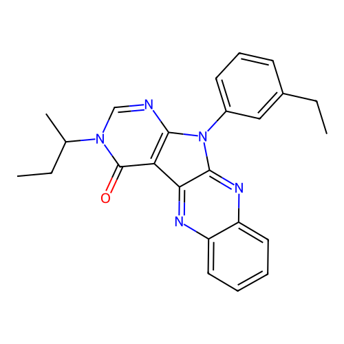 3-(butan-2-yl)-11-(3-ethylphenyl)-3,11-dihydro-4H-pyrimido[5',4':4,5]pyrrolo[2,3-b]quinoxalin-4-one structure