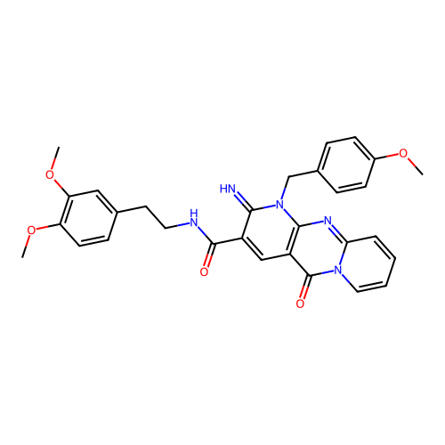N-[2-(3,4-dimethoxyphenyl)ethyl]-2-imino-1-(4-methoxybenzyl)-5-oxo-1,5-dihydro-2H-dipyrido[1,2-a:2',3'-d]pyrimidine-3-carboxamide structure