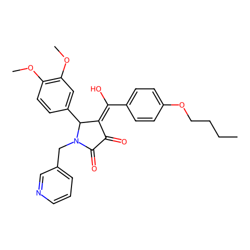 (4E)-4-[(4-butoxyphenyl)-hydroxymethylidene]-5-(3,4-dimethoxyphenyl)-1-(pyridin-3-ylmethyl)pyrrolidine-2,3-dione structure