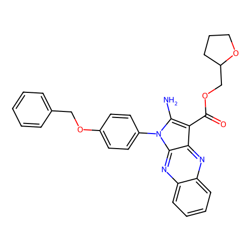 oxolan-2-ylmethyl 2-amino-1-(4-phenylmethoxyphenyl)pyrrolo[3,2-b]quinoxaline-3-carboxylate structure