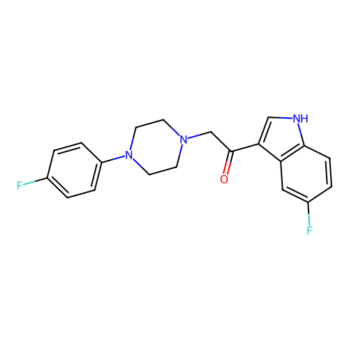 1-(5-fluoro-1H-indol-3-yl)-2-[4-(4-fluorophenyl)piperazin-1-yl]ethanone structure