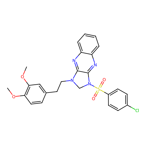 3-(4-chlorophenyl)sulfonyl-1-[2-(3,4-dimethoxyphenyl)ethyl]-2H-imidazo[4,5-b]quinoxaline structure