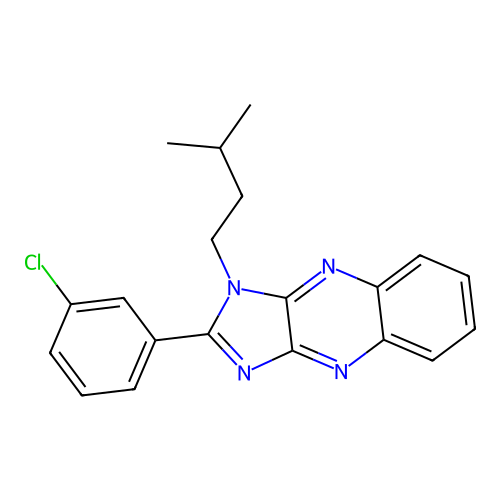2-(3-chlorophenyl)-1-(3-methylbutyl)-1H-imidazo[4,5-b]quinoxaline structure