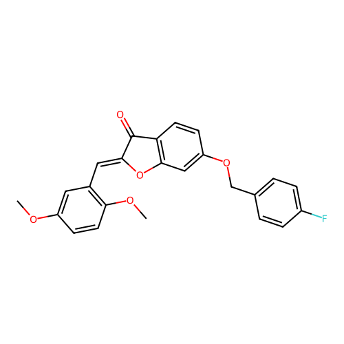 (Z)-2-(2,5-dimethoxybenzylidene)-6-((4-fluorobenzyl)oxy)benzofuran-3(2H)-one structure