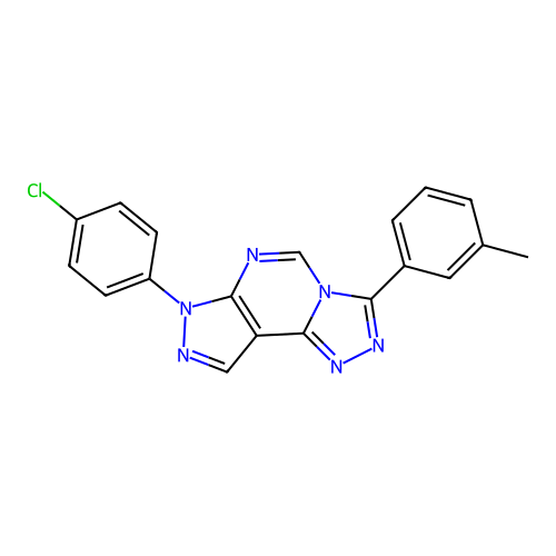 7-(4-chlorophenyl)-3-(3-methylphenyl)-7H-pyrazolo[4,3-e][1,2,4]triazolo[4,3-c]pyrimidine structure