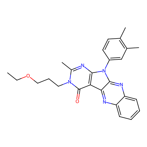 11-(3,4-dimethylphenyl)-3-(3-ethoxypropyl)-2-methyl-3,11-dihydro-4H-pyrimido[5',4':4,5]pyrrolo[2,3-b]quinoxalin-4-one structure