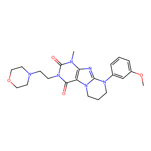9-(3-methoxyphenyl)-1-methyl-3-(2-morpholin-4-ylethyl)-7,8-dihydro-6H-purino[7,8-a]pyrimidine-2,4-dione structure