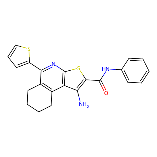 1-amino-N-phenyl-5-(thiophen-2-yl)-6,7,8,9-tetrahydrothieno[2,3-c]isoquinoline-2-carboxamide structure