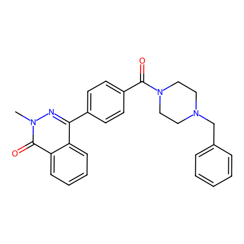 4-{4-[(4-benzylpiperazin-1-yl)carbonyl]phenyl}-2-methylphthalazin-1(2H)-one structure