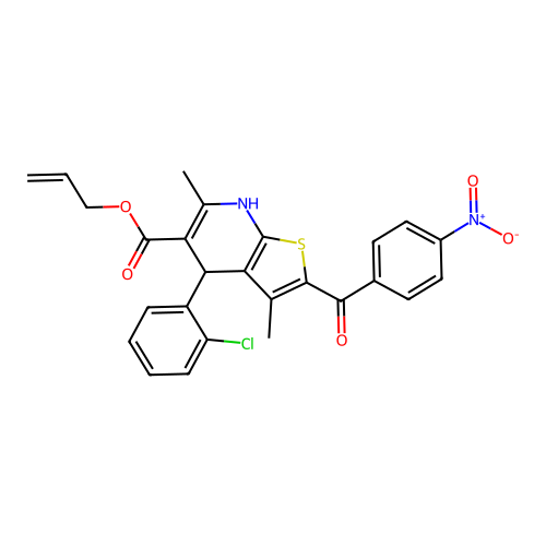 allyl 4-(2-chlorophenyl)-3,6-dimethyl-2-(4-nitrobenzoyl)-4,7-dihydrothieno[2,3-b]pyridine-5-carboxylate structure