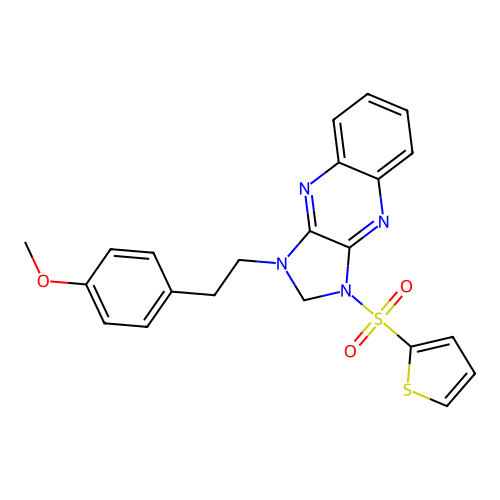 1-(4-methoxyphenethyl)-3-(thiophen-2-ylsulfonyl)-2,3-dihydro-1H-imidazo[4,5-b]quinoxaline structure