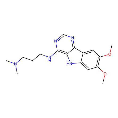N'-(7,8-dimethoxy-5H-pyrimido[5,4-b]indol-4-yl)-N,N-dimethylpropane-1,3-diamine structure