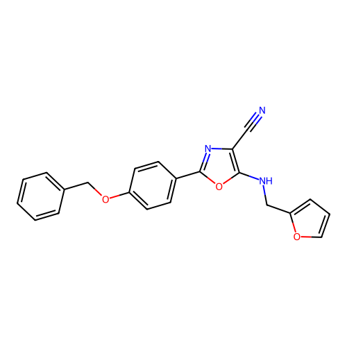2-[4-(Benzyloxy)phenyl]-5-[(furan-2-ylmethyl)amino]-1,3-oxazole-4-carbonitrile structure