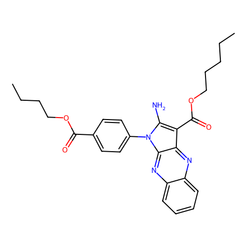 pentyl 2-amino-1-(4-(butoxycarbonyl)phenyl)-1H-pyrrolo[2,3-b]quinoxaline-3-carboxylate structure
