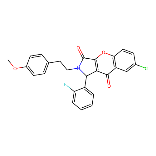 7-chloro-1-(2-fluorophenyl)-2-(4-methoxyphenethyl)-1,2-dihydrochromeno[2,3-c]pyrrole-3,9-dione structure