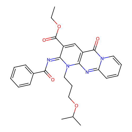 (Z)-ethyl 2-(benzoylimino)-1-(3-isopropoxypropyl)-5-oxo-2,5-dihydro-1H-dipyrido[1,2-a:2',3'-d]pyrimidine-3-carboxylate structure