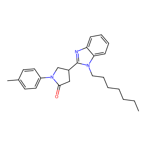 4-(1-heptyl-1H-benzimidazol-2-yl)-1-(4-methylphenyl)pyrrolidin-2-one structure