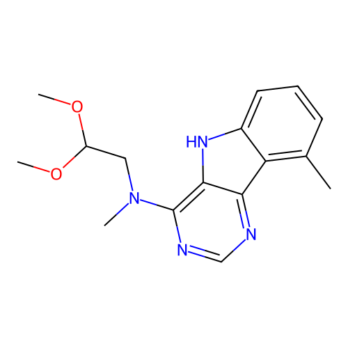 N-(2,2-dimethoxyethyl)-N,9-dimethyl-5H-pyrimido[5,4-b]indol-4-amine structure