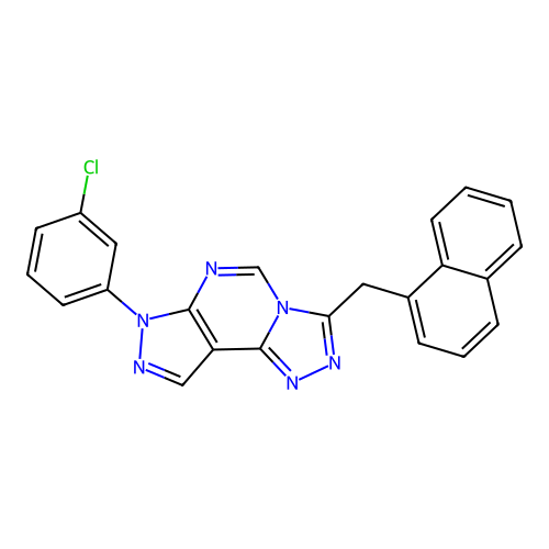 7-(3-chlorophenyl)-3-(naphthalen-1-ylmethyl)-7H-pyrazolo[4,3-e][1,2,4]triazolo[4,3-c]pyrimidine structure