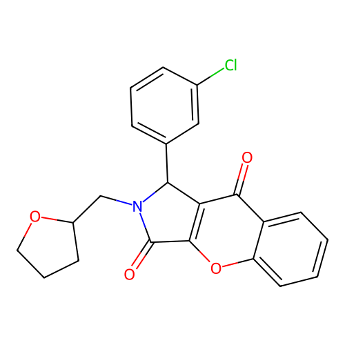 1-(3-chlorophenyl)-2-(oxolan-2-ylmethyl)-1H-chromeno[2,3-c]pyrrole-3,9-dione structure