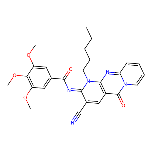 (E)-N-(3-cyano-5-oxo-1-pentyl-1H-dipyrido[1,2-a:2',3'-d]pyrimidin-2(5H)-ylidene)-3,4,5-trimethoxybenzamide structure