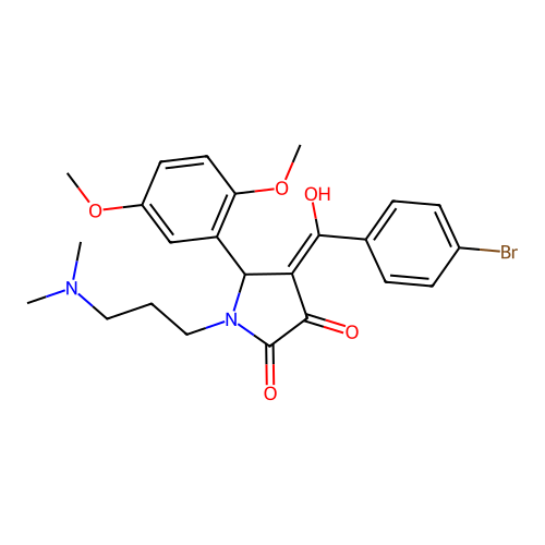 (4E)-4-[(4-bromophenyl)-hydroxymethylidene]-5-(2,5-dimethoxyphenyl)-1-[3-(dimethylamino)propyl]pyrrolidine-2,3-dione structure