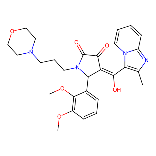 (4E)-5-(2,3-dimethoxyphenyl)-4-[hydroxy-(2-methylimidazo[1,2-a]pyridin-3-yl)methylidene]-1-(3-morpholin-4-ylpropyl)pyrrolidine-2,3-dione structure