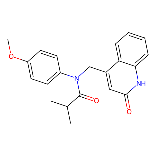 N-[(2-hydroxyquinolin-4-yl)methyl]-N-(4-methoxyphenyl)-2-methylpropanamide structure