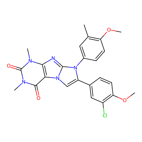 7-(3-chloro-4-methoxyphenyl)-8-(4-methoxy-3-methylphenyl)-1,3-dimethyl-1H-imidazo[2,1-f]purine-2,4(3H,8H)-dione structure