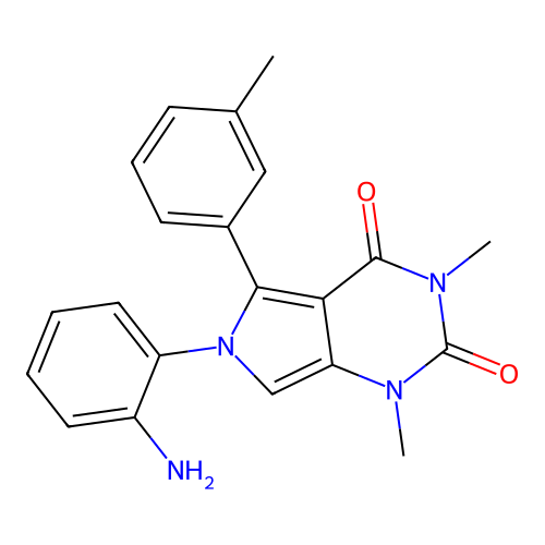 6-(2-aminophenyl)-1,3-dimethyl-5-(3-methylphenyl)pyrrolo[3,4-d]pyrimidine-2,4-dione structure