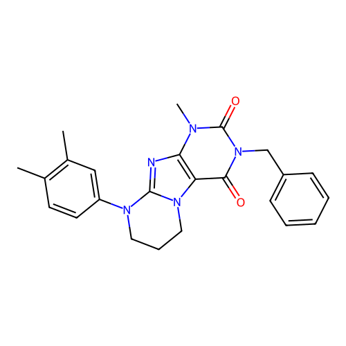3-benzyl-9-(3,4-dimethylphenyl)-1-methyl-6,7,8,9-tetrahydropyrimido[2,1-f]purine-2,4(1H,3H)-dione structure