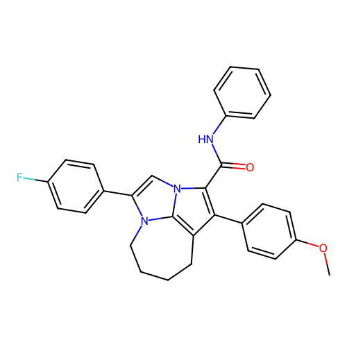 4-(4-fluorophenyl)-1-(4-methoxyphenyl)-N-phenyl-5,6,7,8-tetrahydro-2a,4a-diazacyclopenta[cd]azulene-2-carboxamide structure