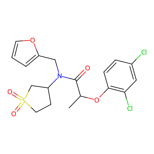 2-(2,4-dichlorophenoxy)-N-(1,1-dioxidotetrahydrothiophen-3-yl)-N-(furan-2-ylmethyl)propanamide structure
