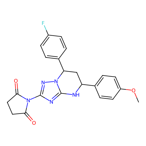 1-(7-(4-fluorophenyl)-5-(4-methoxyphenyl)-4,5,6,7-tetrahydro-[1,2,4]triazolo[1,5-a]pyrimidin-2-yl)pyrrolidine-2,5-dione structure