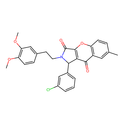 1-(3-chlorophenyl)-2-(3,4-dimethoxyphenethyl)-7-methyl-1,2-dihydrochromeno[2,3-c]pyrrole-3,9-dione structure
