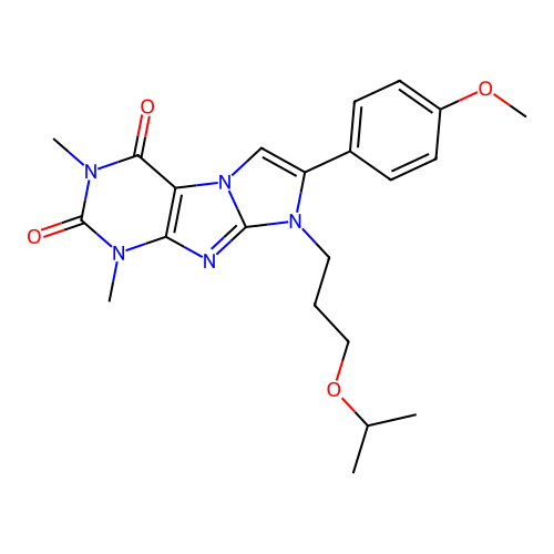 7-(4-methoxyphenyl)-1,3-dimethyl-8-[3-(propan-2-yloxy)propyl]-1H-imidazo[2,1-f]purine-2,4(3H,8H)-dione structure