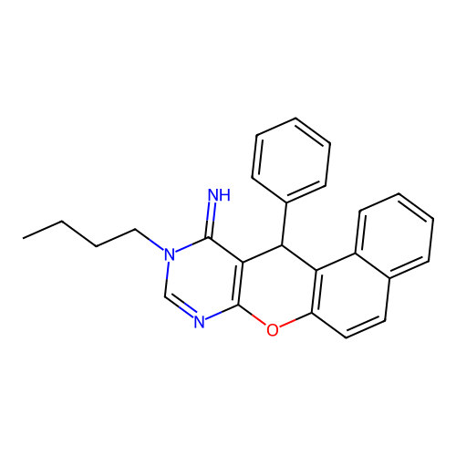 10-butyl-12-phenyl-10,12-dihydro-11H-benzo[5,6]chromeno[2,3-d]pyrimidin-11-imine structure
