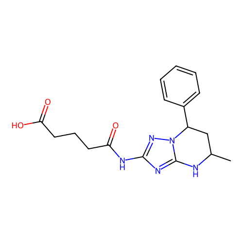 4-[(4-methyl-2-phenyl-1,5,7,9-tetrazabicyclo[4.3.0]nona-5,7-dien-8-yl)carbamoyl]butanoic Acid structure