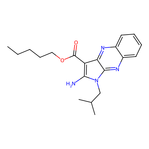 pentyl 2-amino-1-(2-methylpropyl)-1H-pyrrolo[2,3-b]quinoxaline-3-carboxylate structure