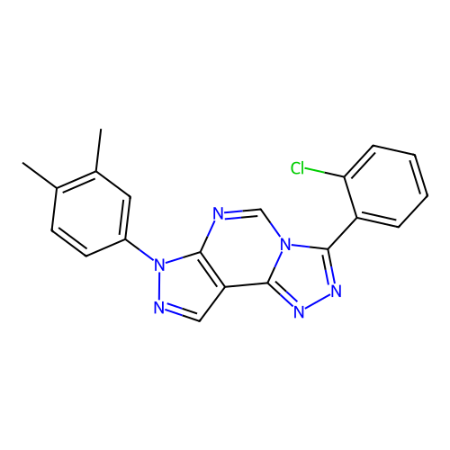 3-(2-chlorophenyl)-7-(3,4-dimethylphenyl)-7H-pyrazolo[4,3-e][1,2,4]triazolo[4,3-c]pyrimidine structure