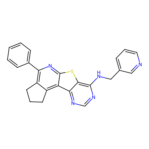 4-phenyl-N-(pyridin-3-ylmethyl)-2,3-dihydro-1H-cyclopenta[4',5']pyrido[3',2':4,5]thieno[3,2-d]pyrimidin-7-amine structure